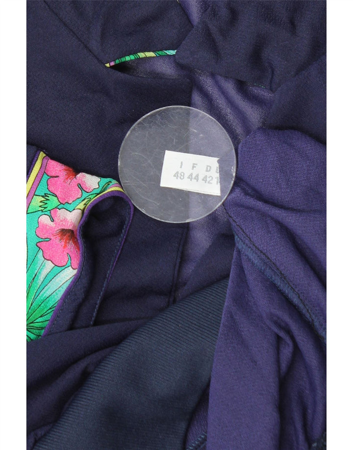 VINTAGE Blusa corta para mujer Top IT 48 XL Azul marino Floral