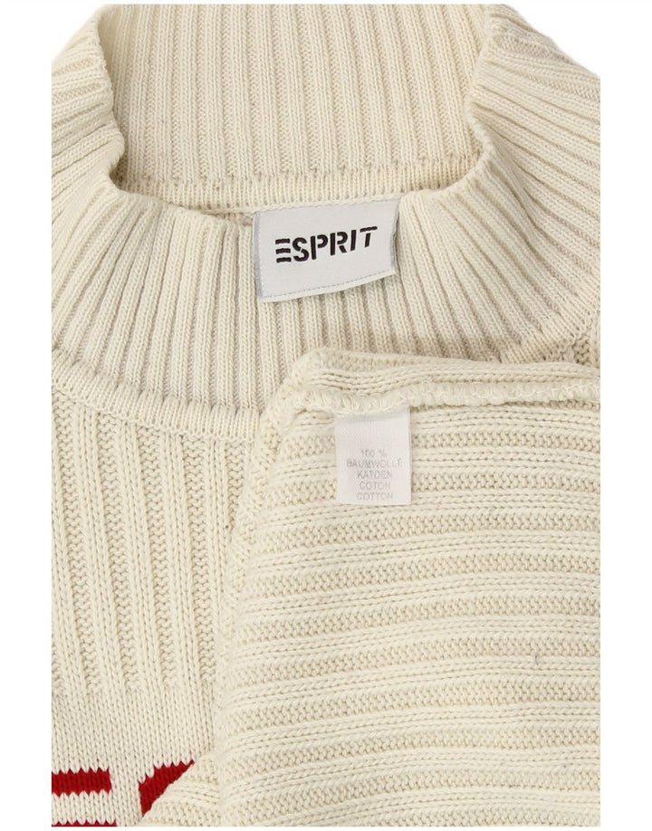 Esprit Jersey con cuello de tortuga gráfico para mujer UK 40 Algodón blanco mediano