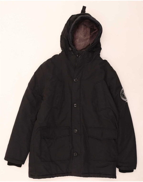 Superdry Abrigo acolchado con capucha para hombre ES 44 2XL Poliéster negro