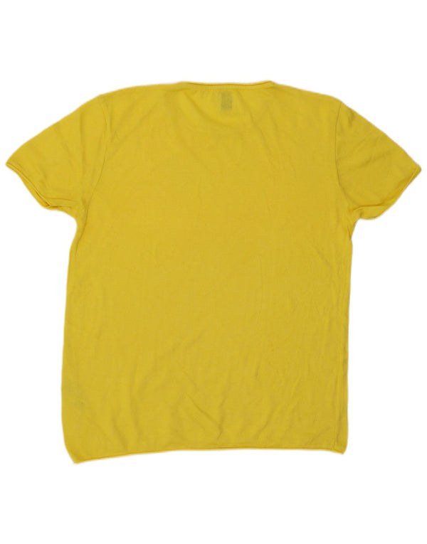 Zara Hombre Camiseta Top Algodón Amarillo Mediano