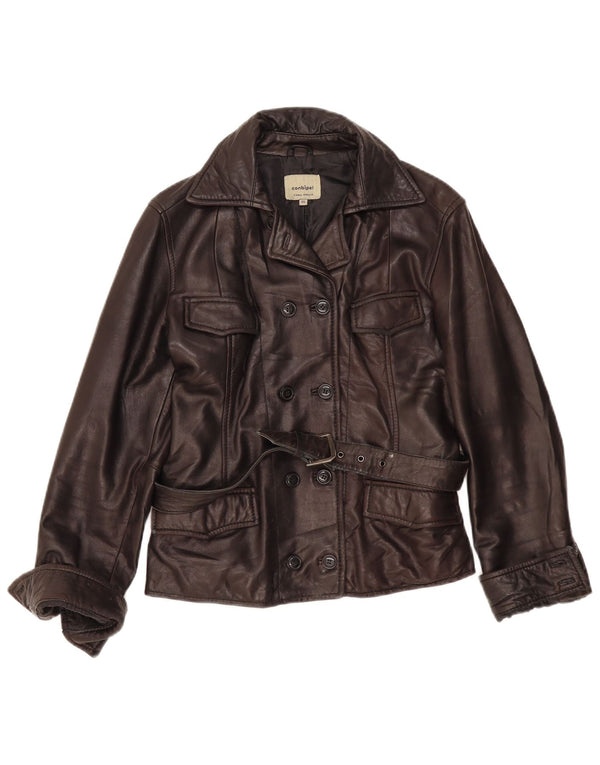 Conbipel Chaqueta de cuero para mujer IT 46 Cuero marrón grande
