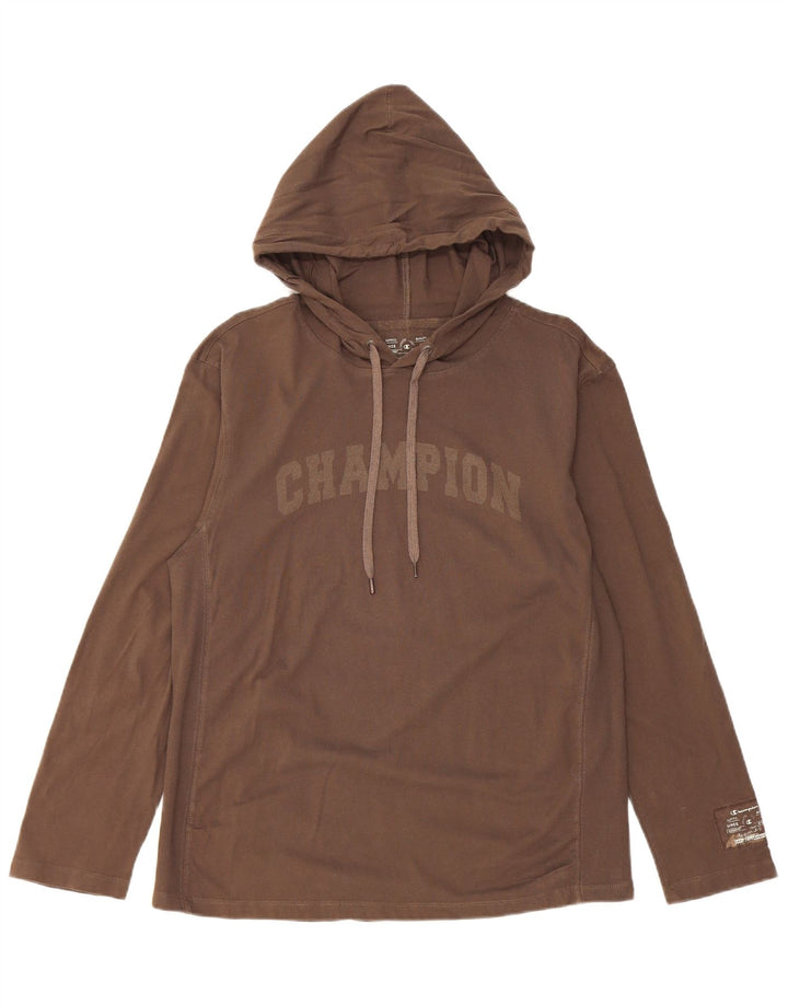 Champion Top Gráfico Con Capucha De Manga Larga De Algodón Marrón Medio Para Hombre