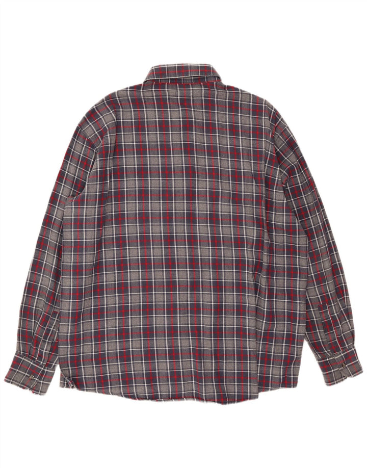 SEA BARRIER Camisa de franela para hombre XL Algodón a cuadros gris