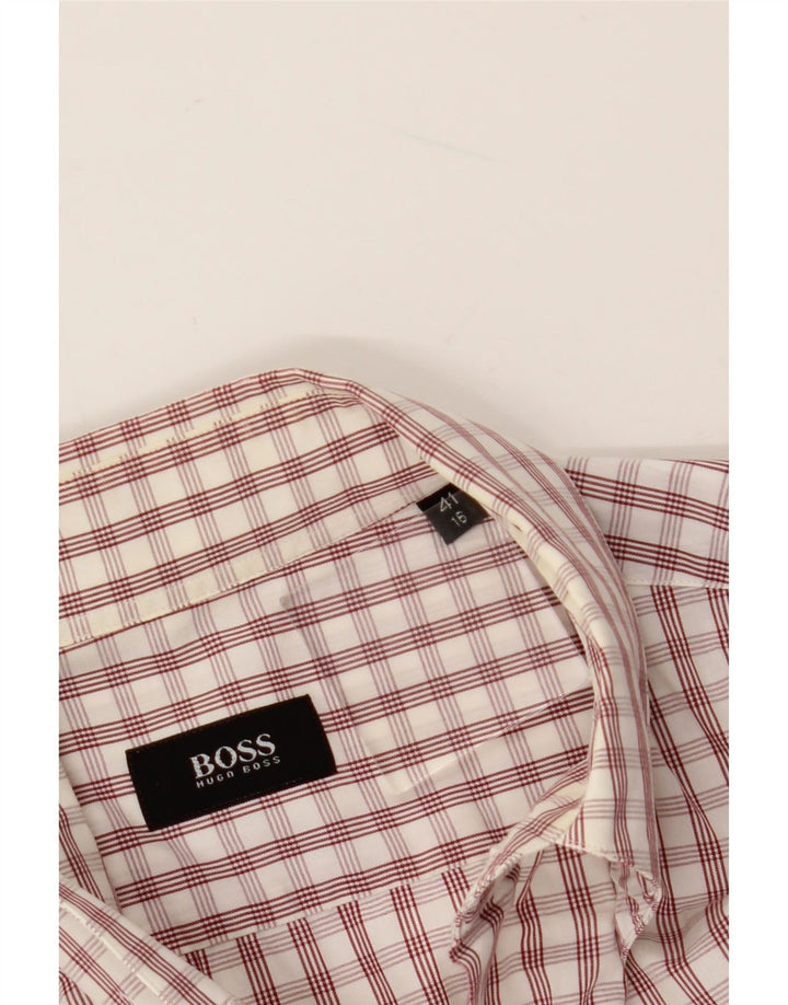 Camisa HUGO BOSS para hombre talla 16 41 Algodón a cuadros blanco grande