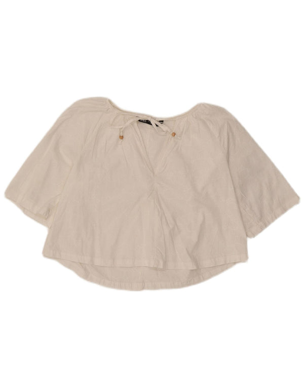 Zara Blusa Corta Extragrande para Mujer UK 6 XS Blanco Floral