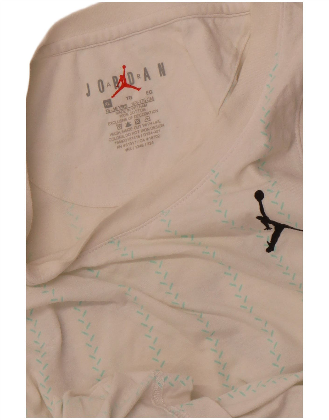 JORDAN Camiseta sin mangas estampada para niños 13-14 años XL Algodón a rayas blanco roto