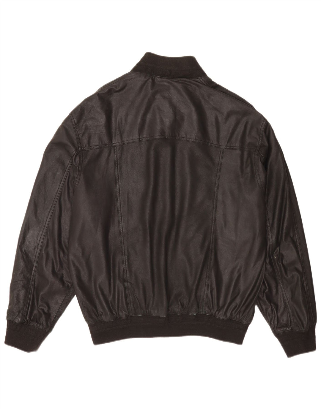 Chaqueta bomber de cuero vintage para hombre IT 54 2XL Negro
