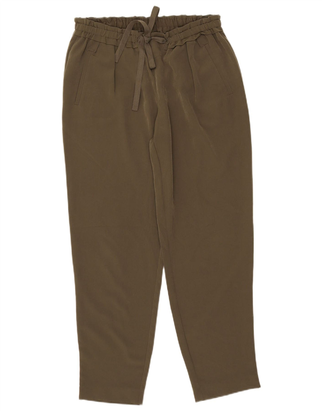 Zara Mujer Pantalón Casual Tapered Mediano W28 L27 Poliéster Caqui