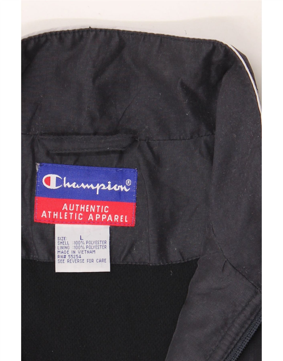 Champion Chaqueta de chándal para hombre, talla grande, poliéster con bloques de color azul marino