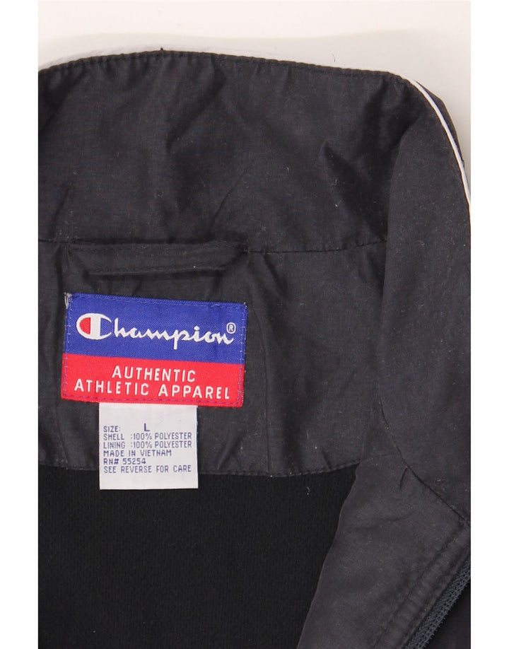 Champion Chaqueta de chándal para hombre, talla grande, poliéster con bloques de color azul marino