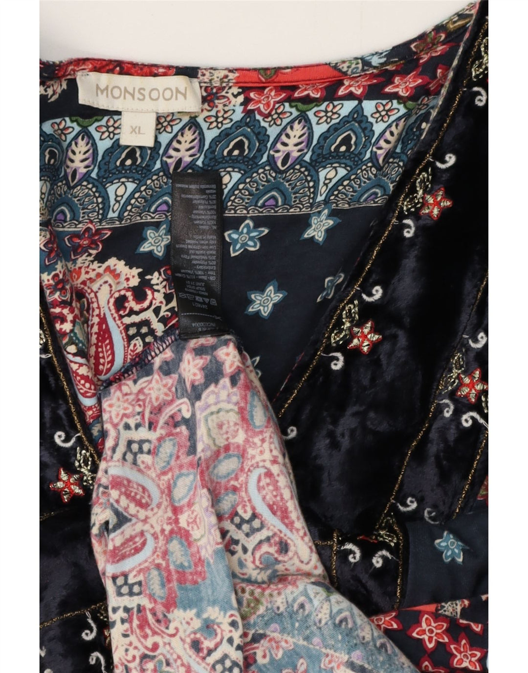 Monsoon Vestido extragrande a capas para mujer UK 40 XL Algodón multicolor