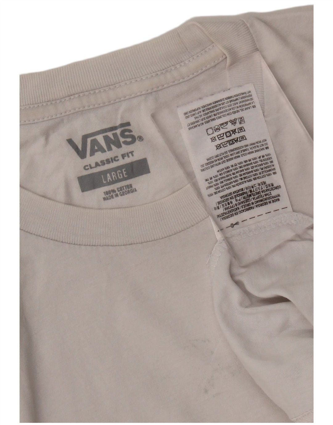 VANS Camiseta Classic Fit para hombre Top Large White Cotton