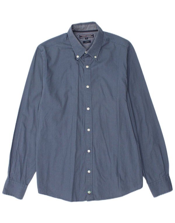 TOMMY HILFIGER Camisa slim fit de algodón con lunares en azul medio