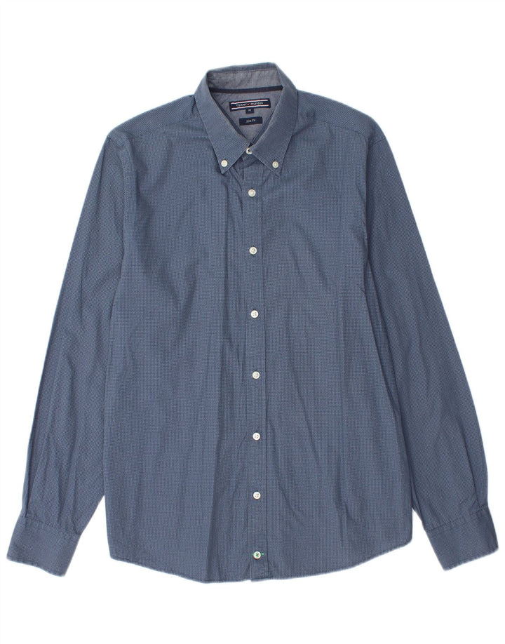 TOMMY HILFIGER Camisa slim fit de algodón con lunares en azul medio