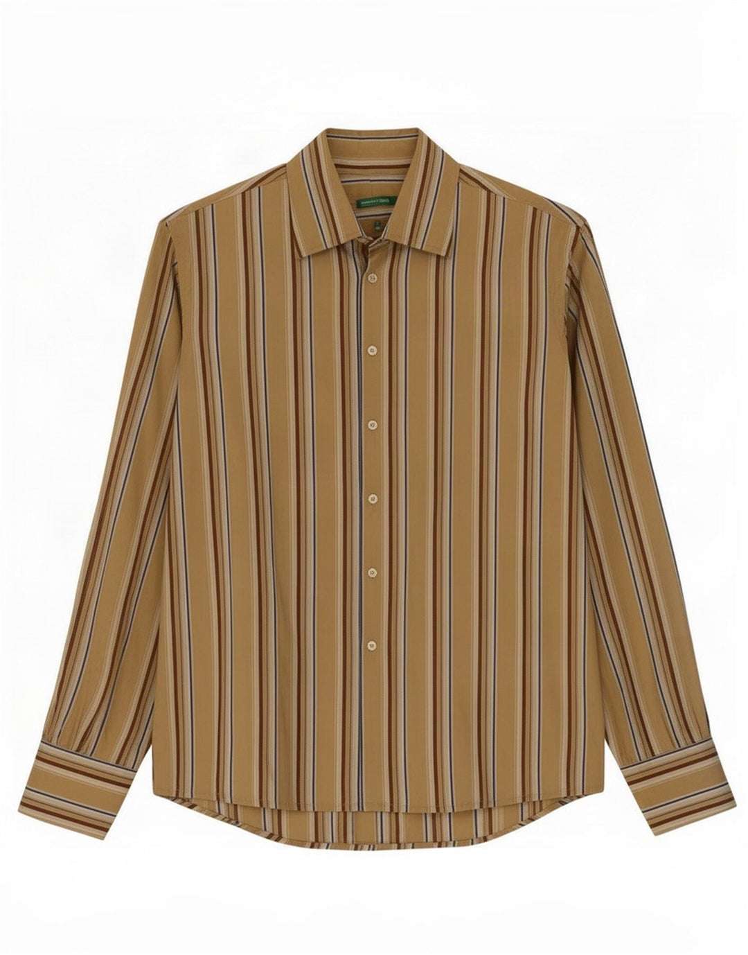 Camisa Benetton Hombre Rayas Beige Medio