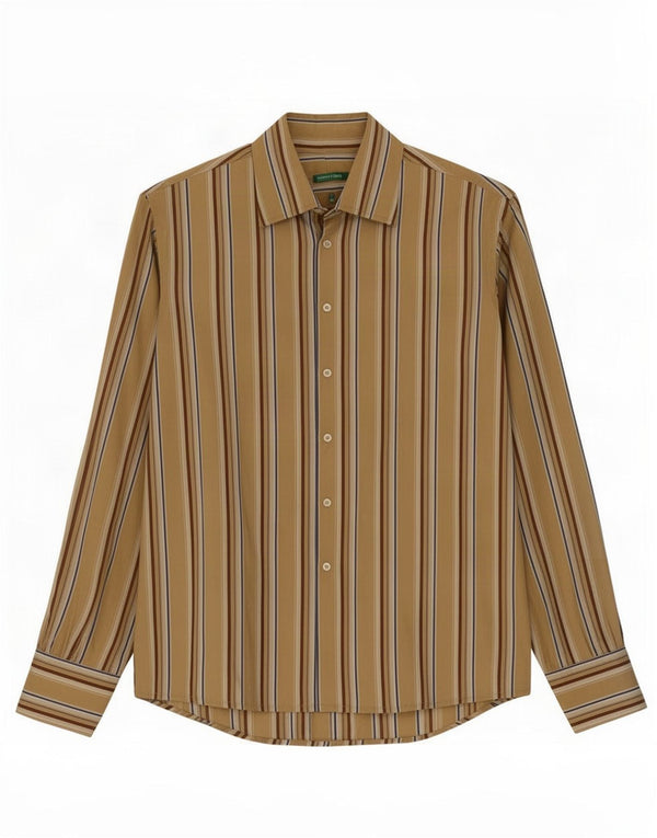 Camisa Benetton Hombre Rayas Beige Medio