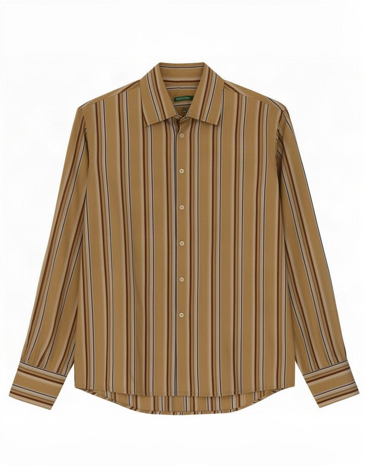Camisa Benetton Hombre Rayas Beige Medio