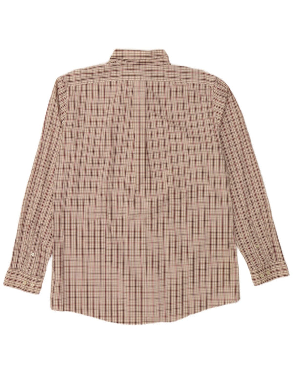 EDDIE BAUER Camisa ajustada sin arrugas para hombre XL Algodón a cuadros beige