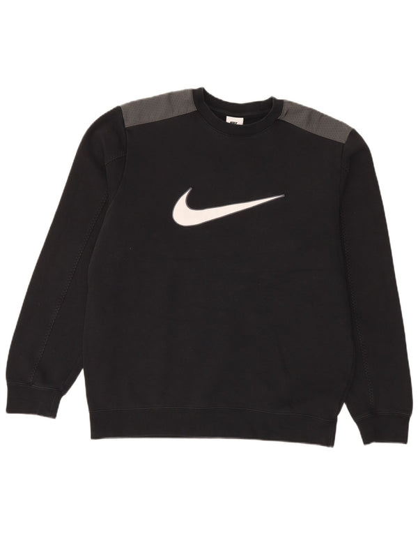 Nike Hombre Sudadera con gráfico tipo jersey de algodón color block en color negro mediano
