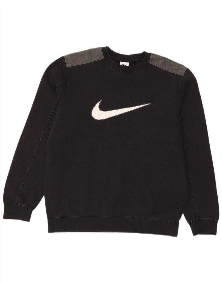Nike Hombre Sudadera con gráfico tipo jersey de algodón color block en color negro mediano