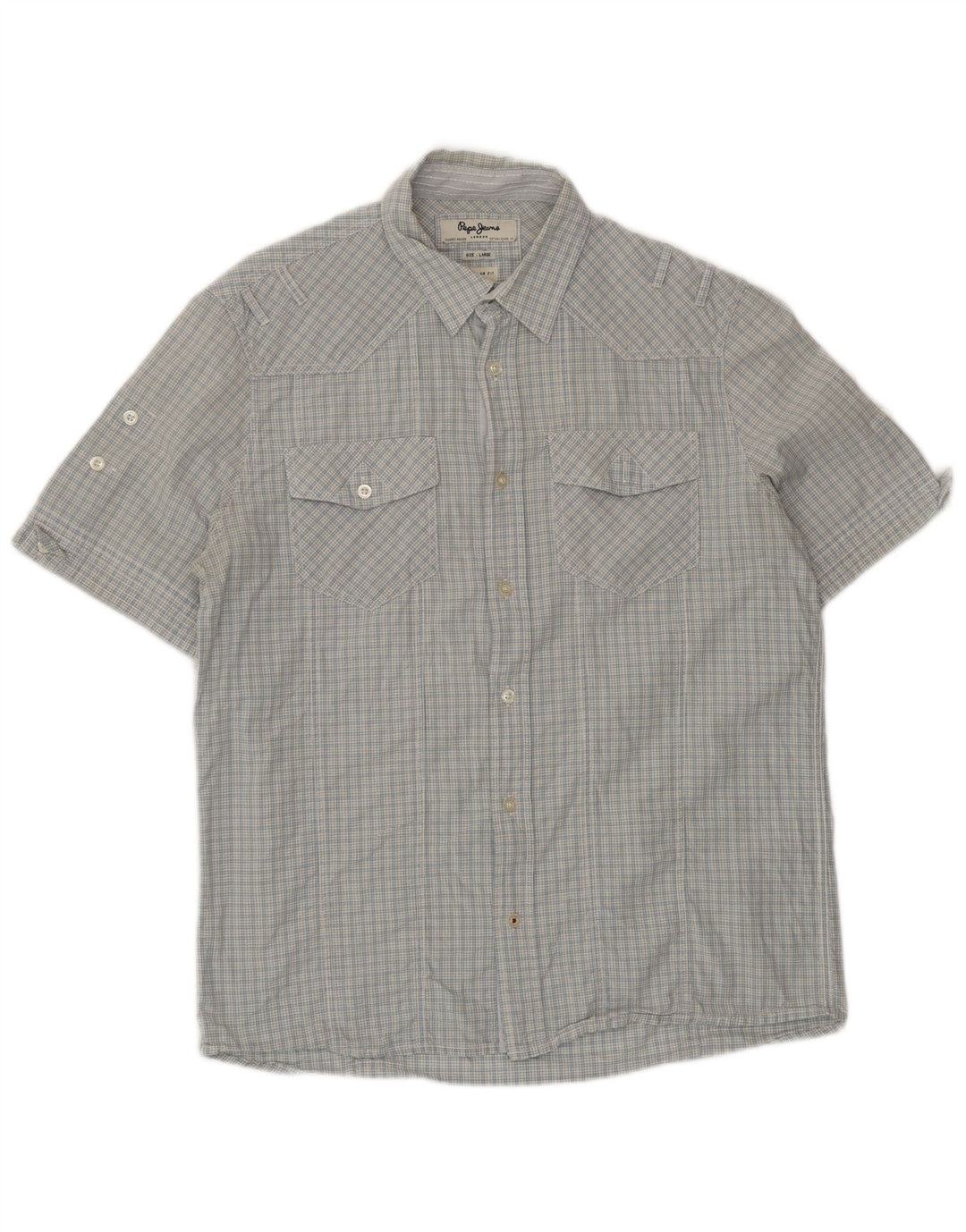 PEPE Jeans Camisa de manga corta para hombre con corte regular y cuadros grandes en color azul