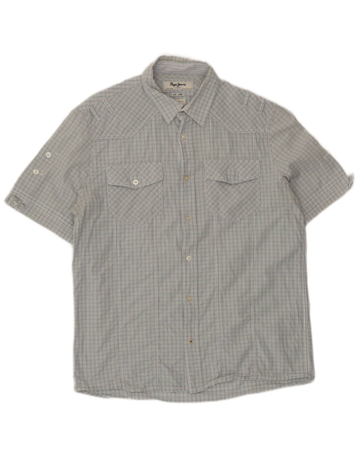 PEPE Jeans Camisa de manga corta para hombre con corte regular y cuadros grandes en color azul