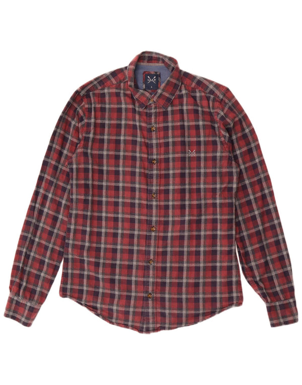Crew Clothing Camisa de franela para hombre Algodón a cuadros rojos pequeños