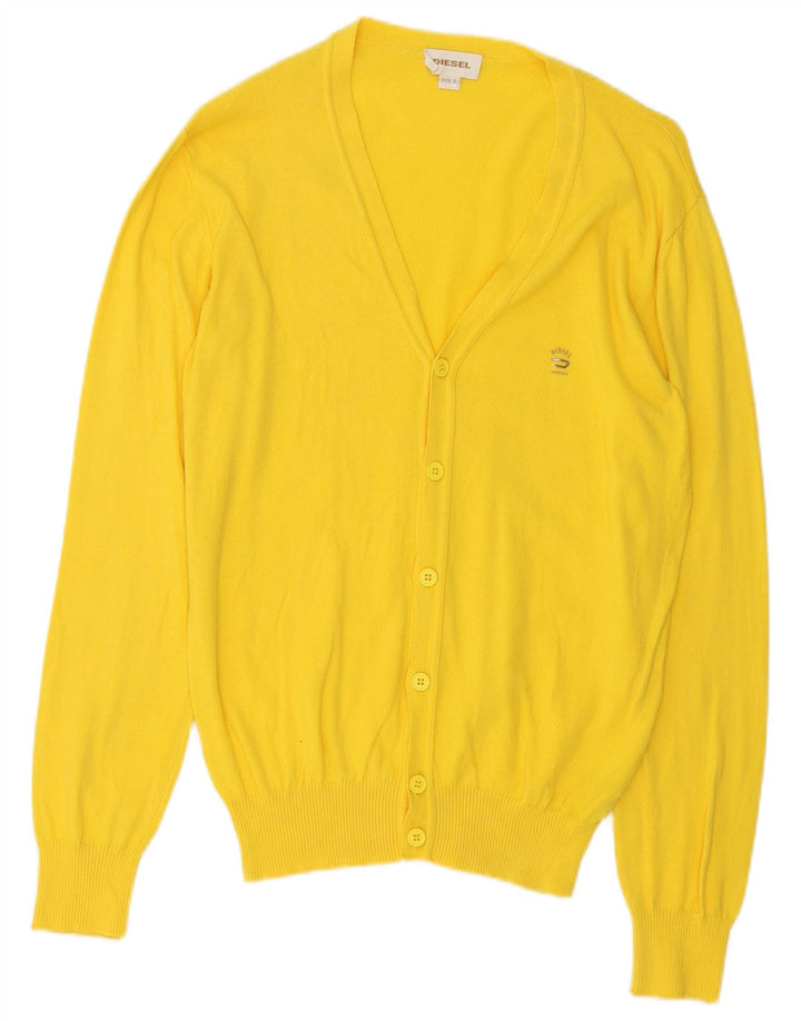 Diesel Hombre Cárdigan Suéter Grande Algodón Amarillo