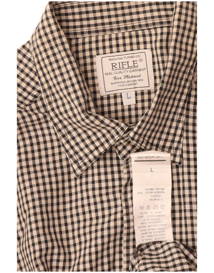 Camisa para hombre Rifle Large Beige Gingham Cotton
