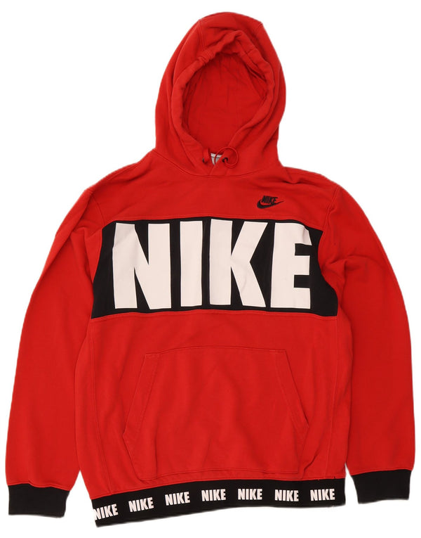 Nike Jersey con capucha gráfica para hombre, talla grande, color rojo, algodón
