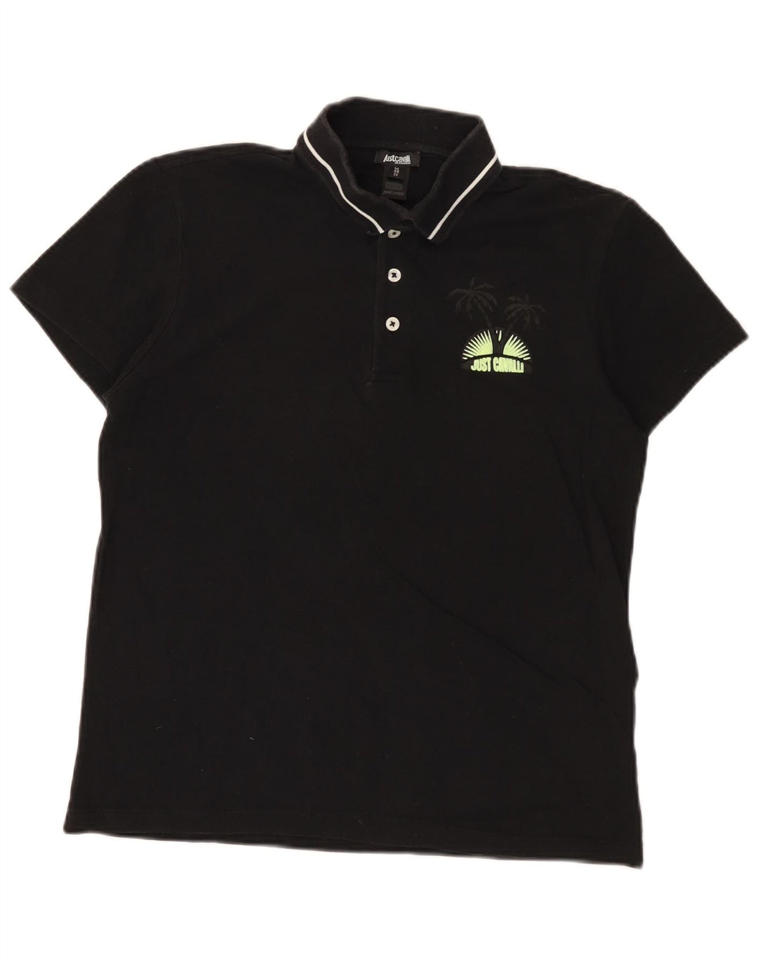 Just Cavalli Polo para hombre IT 48 Small Algodón negro