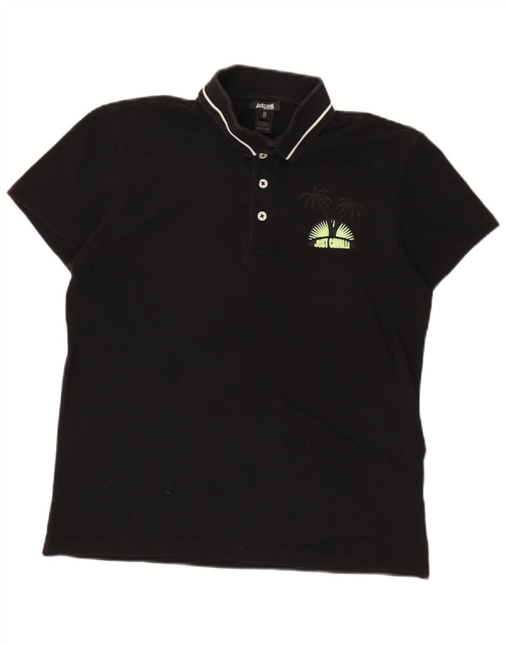 Just Cavalli Polo para hombre IT 48 Small Algodón negro