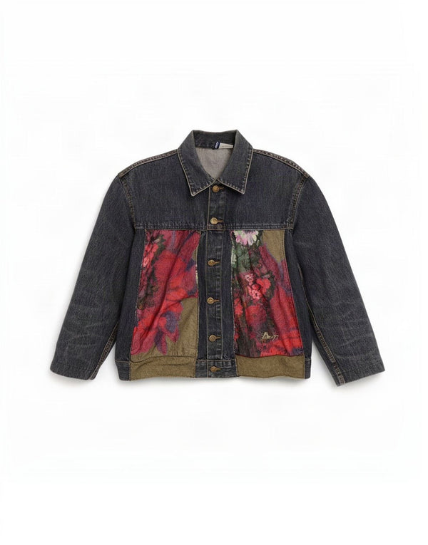 Divided Womens By H&M Chaqueta vaquera UK 44 Algodón floral azul medio