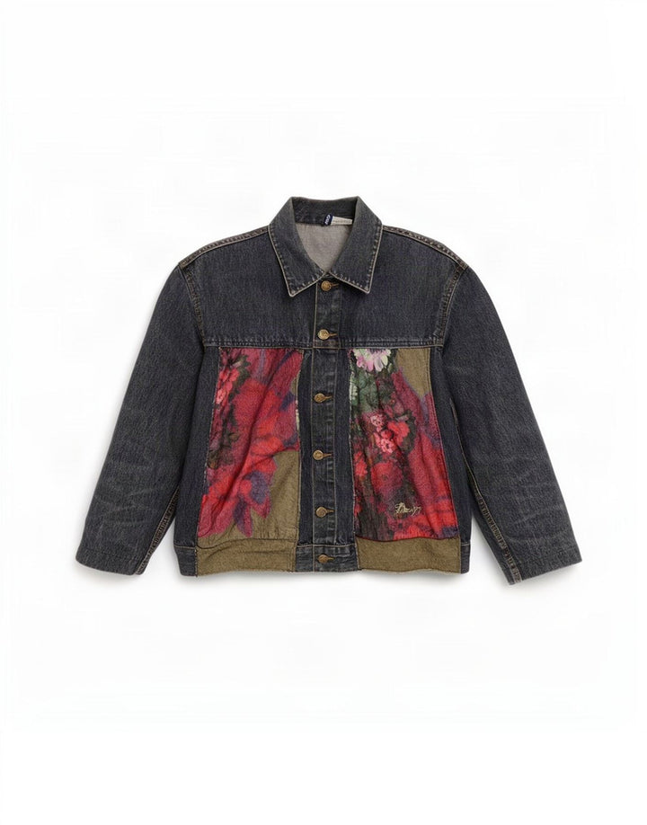Divided Womens By H&M Chaqueta vaquera UK 44 Algodón floral azul medio