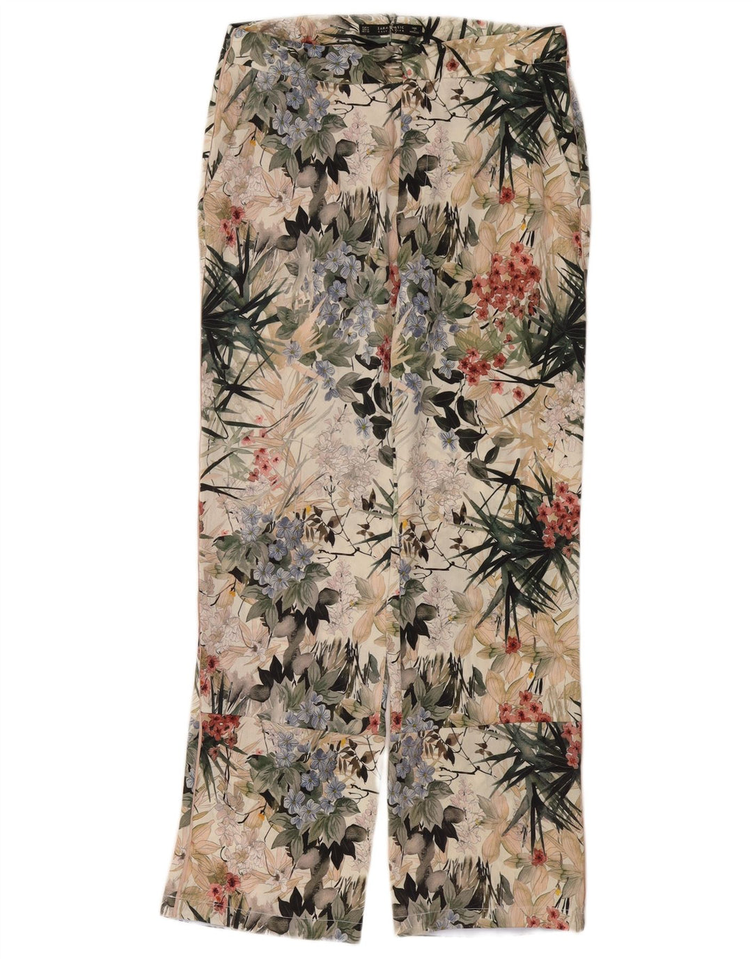 Zara Mujer Pantalón Chino Recto Mediano W28 L29 Multicolor Floral
