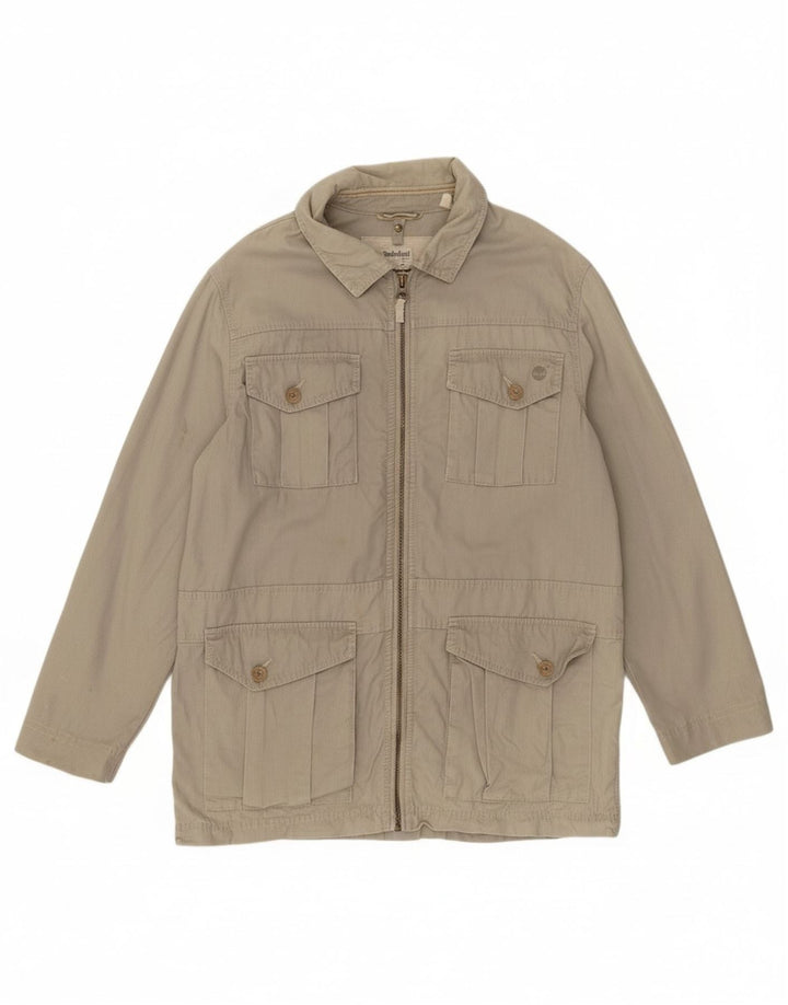 TIMBERLAND Mens Utility Jacket UK 40 Large Grey Cotton
