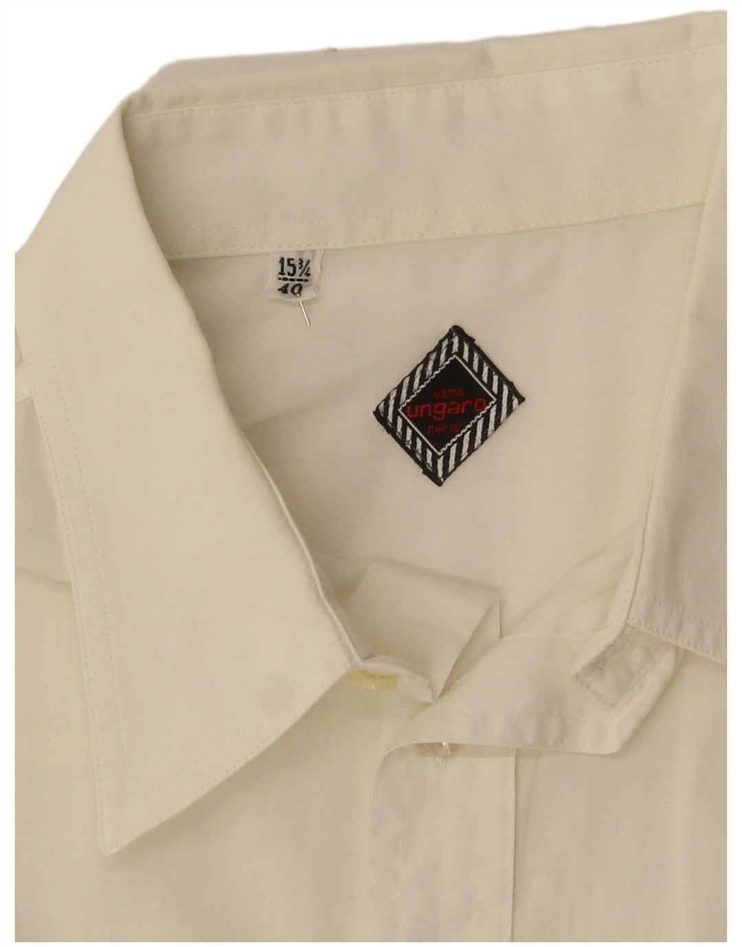 Ungaro Camisa Manga Corta Hombre Talla 40 15 3/4 Mediano Blanco