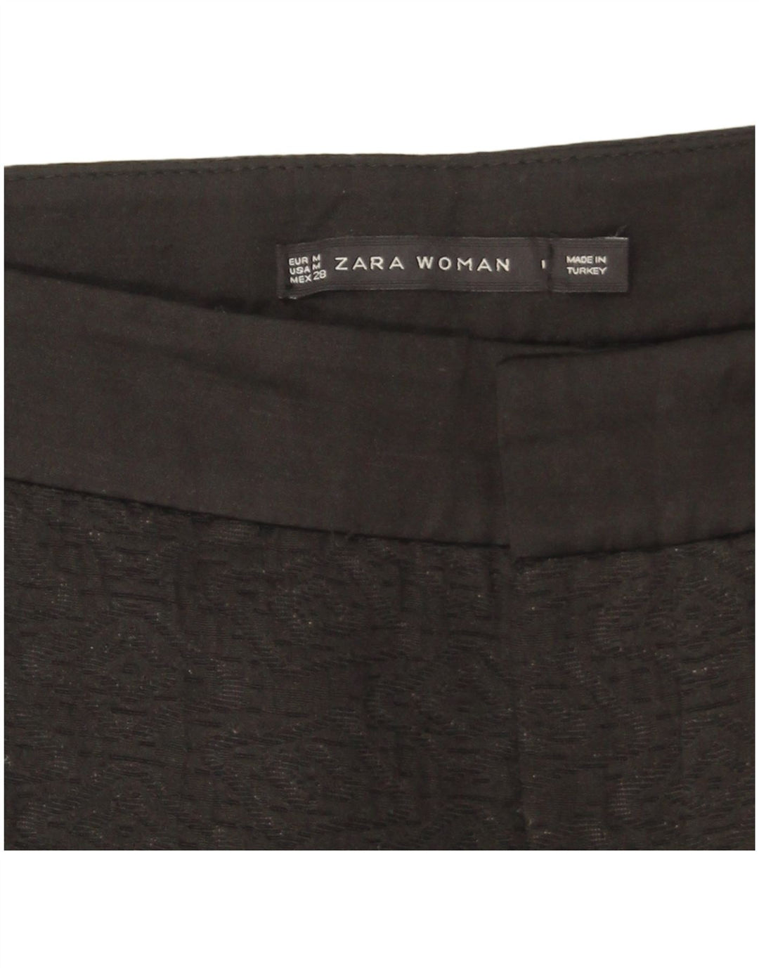 Zara Mujer Pantalón Chino Slim Medium W28 L27 Poliéster Geométrico Negro