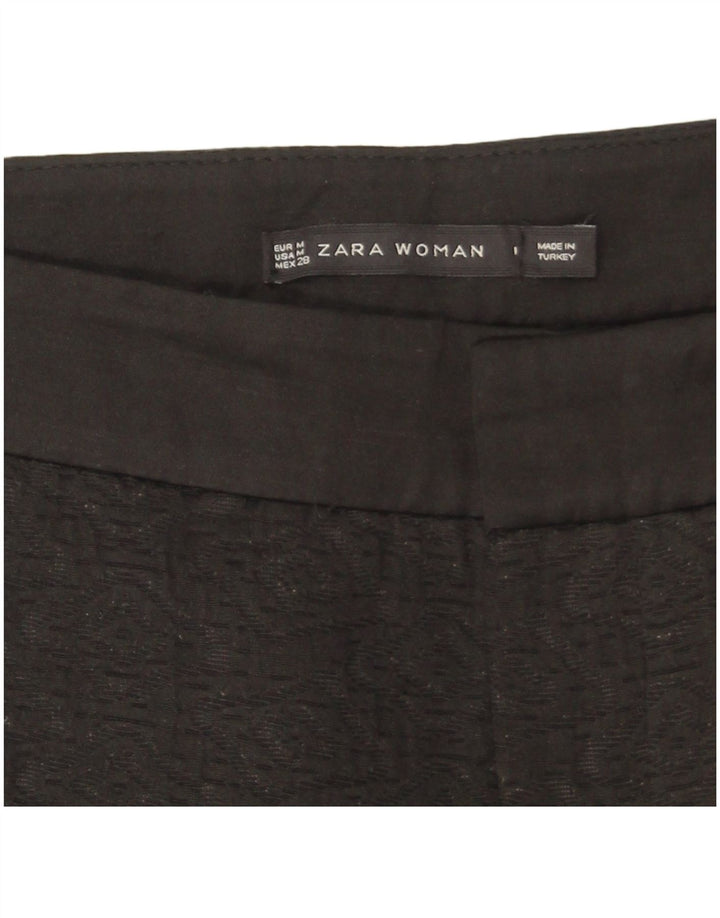 Zara Mujer Pantalón Chino Slim Medium W28 L27 Poliéster Geométrico Negro