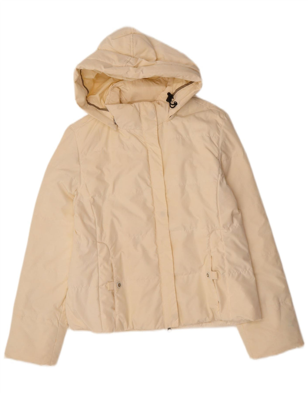 CHAMPION Chaqueta acolchada con capucha para mujer UK 14 Medium Off White