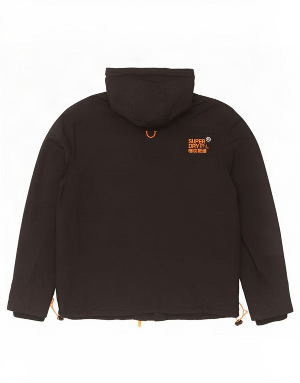 Superdry Chaqueta cortavientos con capucha Windcheater para hombre, talla 40, color negro