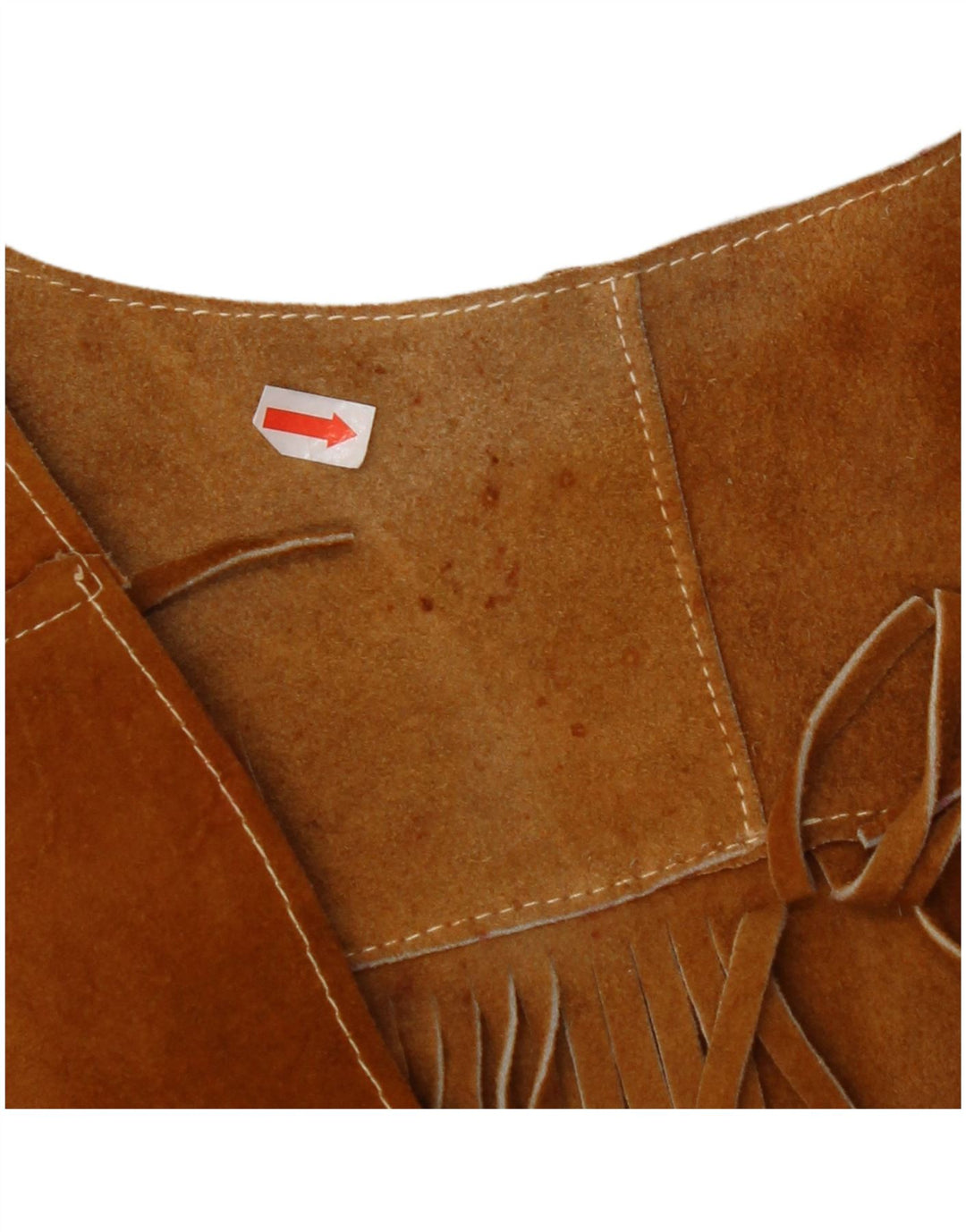 VINTAGE Chaleco de ante para mujer Reino Unido 10 Pequeño Marrón