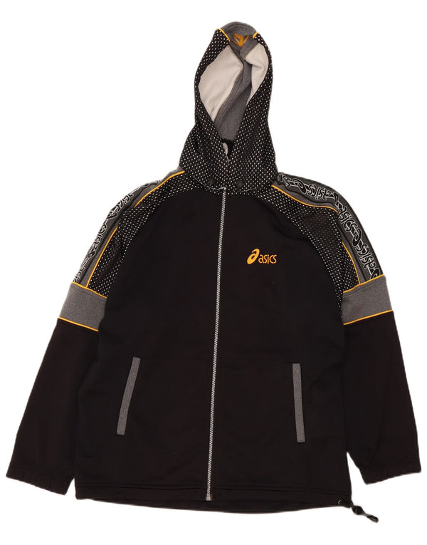 Asics Sudadera con capucha y cremallera holgada para niños 13-14 años Negro Colorblock