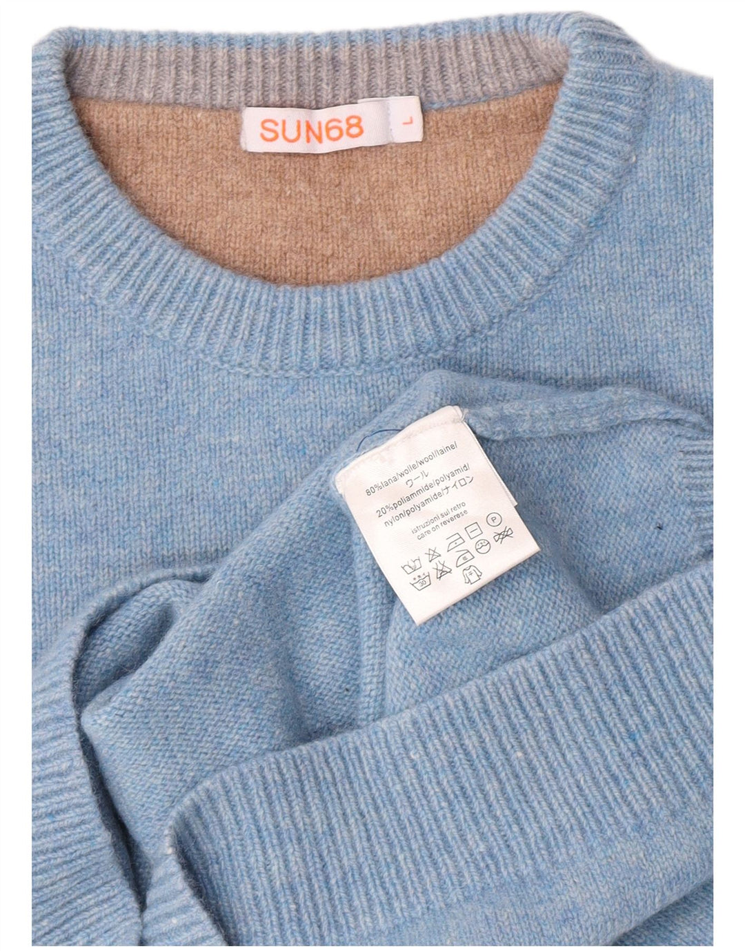 Sun68 - Jersey de cuello redondo para mujer, talla grande, lana azul