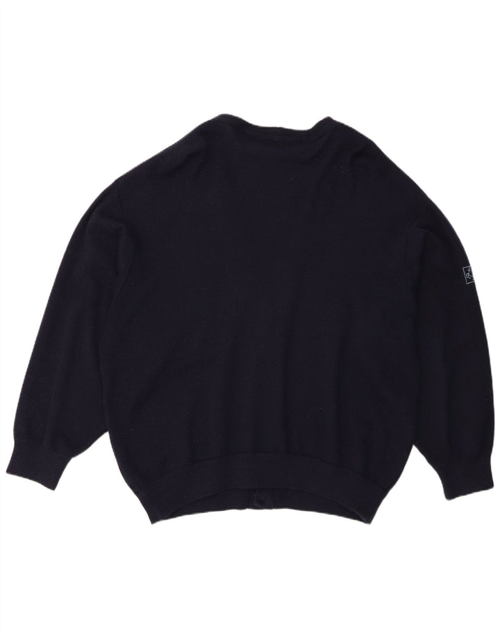 Milan - Cárdigan para hombre, talla 52, lana virgen azul marino grande