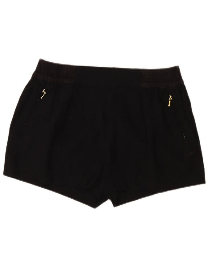 Zara Mujer Shorts Casuales Grande W32 Poliéster Negro