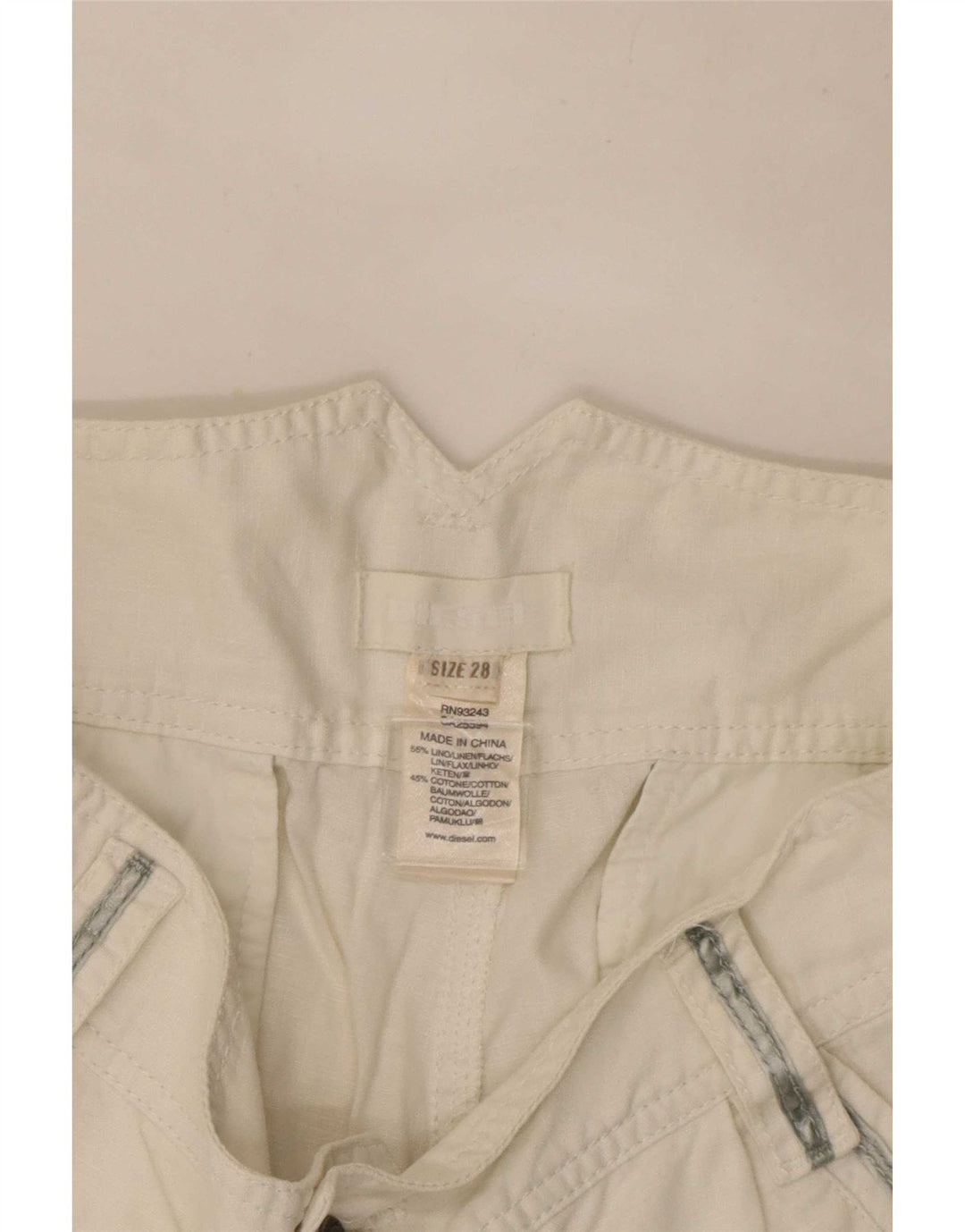 Pantalones Cortos Diesel Mujer W28 Medium White Linen