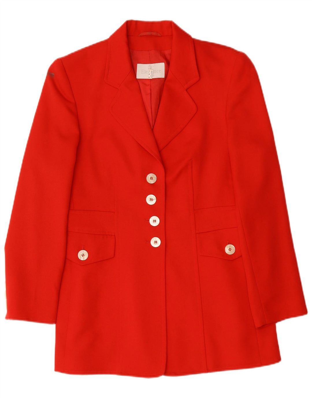 Elegance Chaqueta Blazer de 4 Botones para Mujer UK 10 Small Red Virgin Wool
