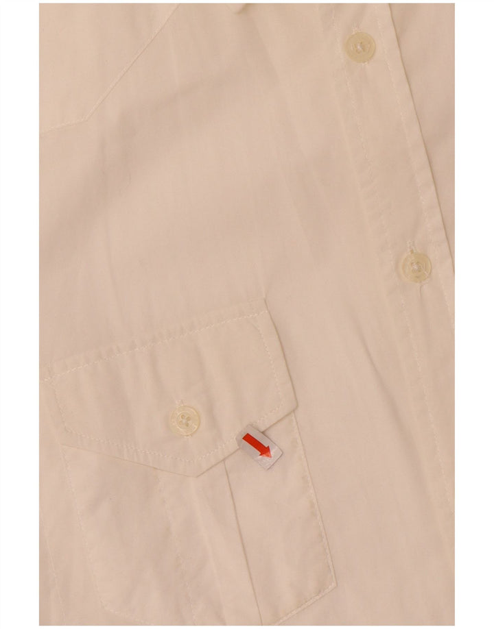 CARRERA Mens Slim Fit Military Shirt Medium Off White Cotton