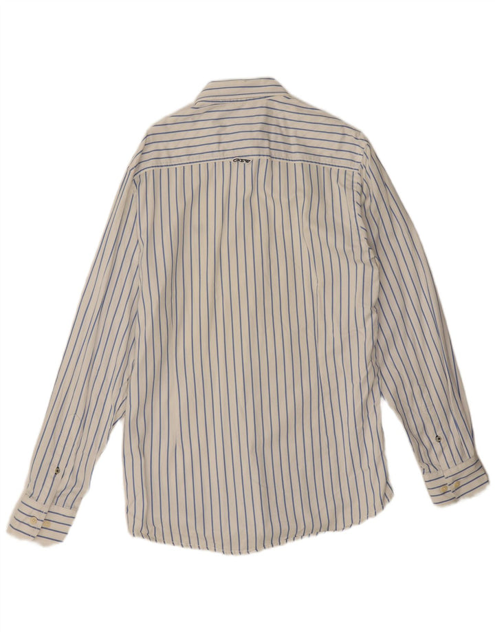 Crew Clothing Camisa entallada para hombre de algodón a rayas blancas medianas